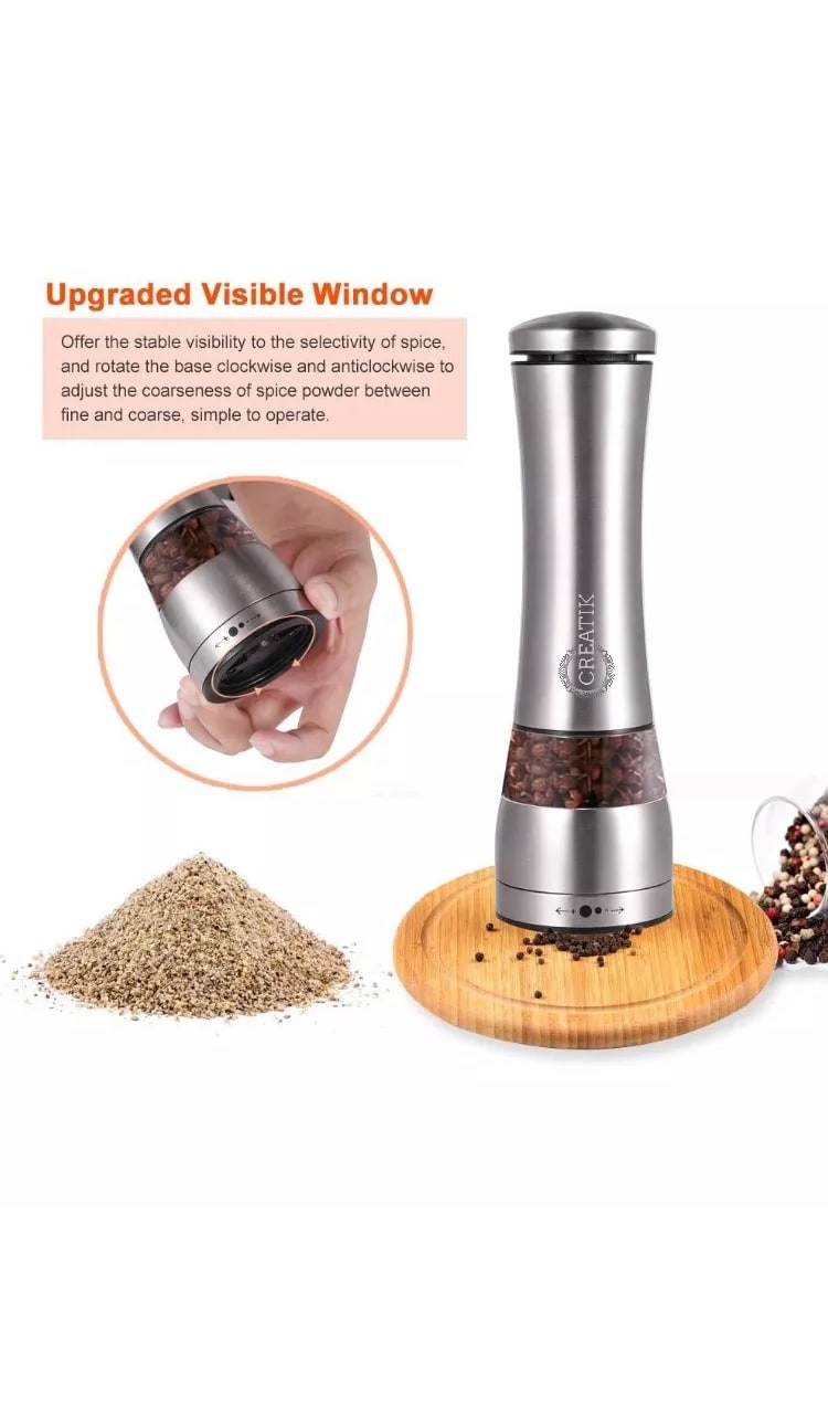 Salt and Pepper Grinder Set - KucheCraft Intuitive Salt Grinder & Pepper  Grinder Refillable - Stainless Steel Manual Salt and Pepper Mill with Aroma