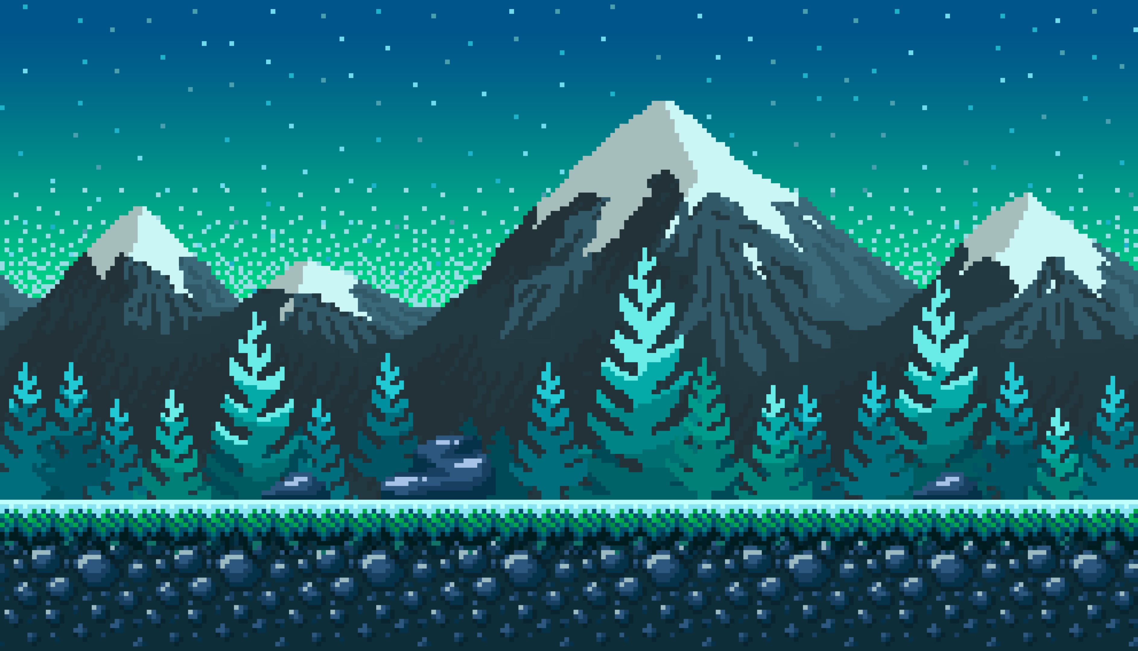 Снежные горы пиксель арт
