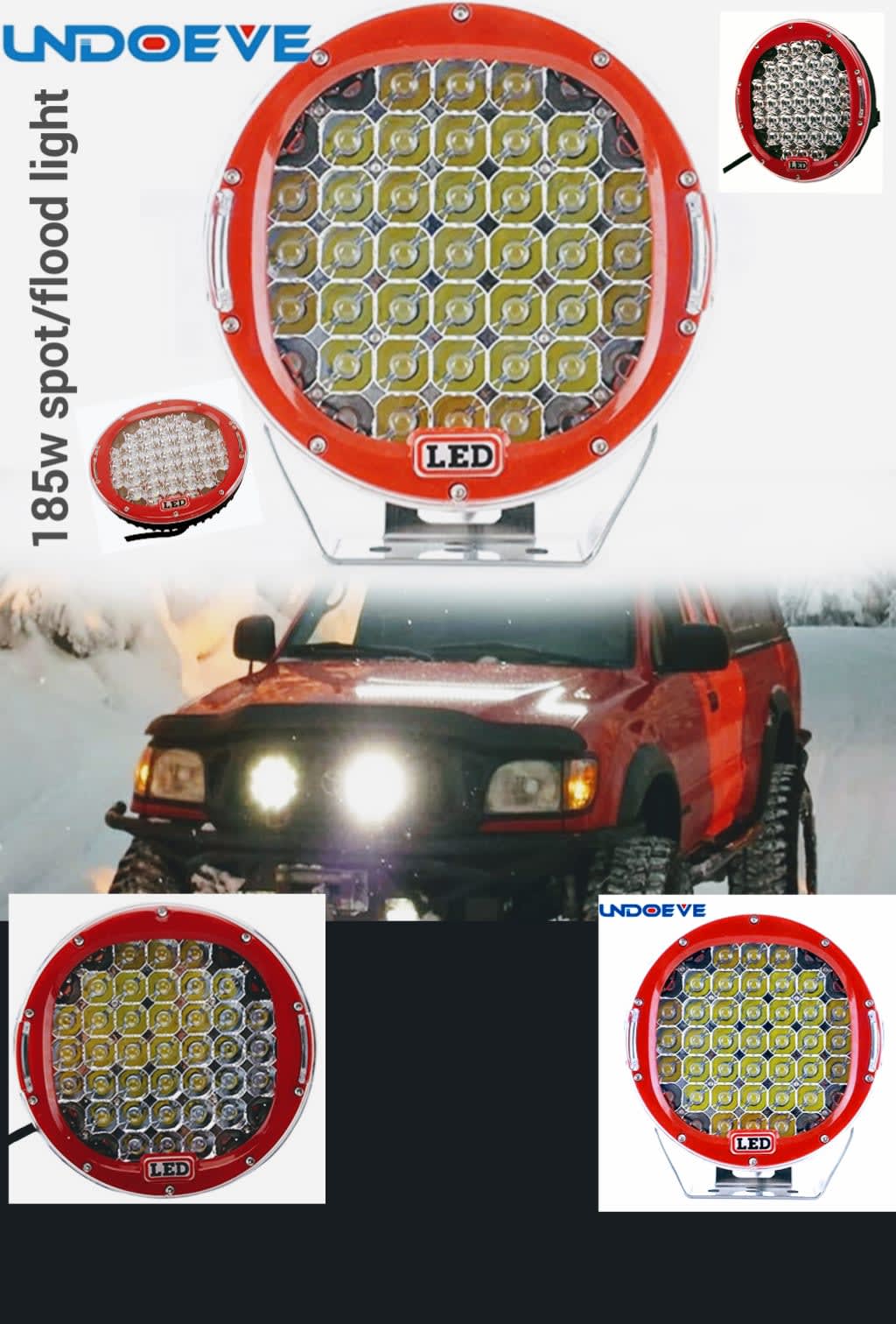 4x 7 51W Round LED Work Lights Spot Flood 12V 24V Offroad Car Fog Lamp