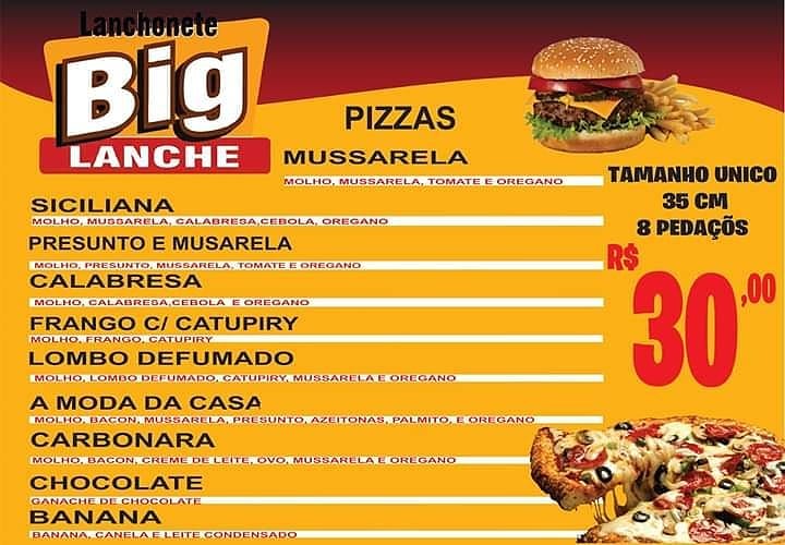 Pizzas - Lanchonete e Pizzaria - Lanchonete Big Lanche