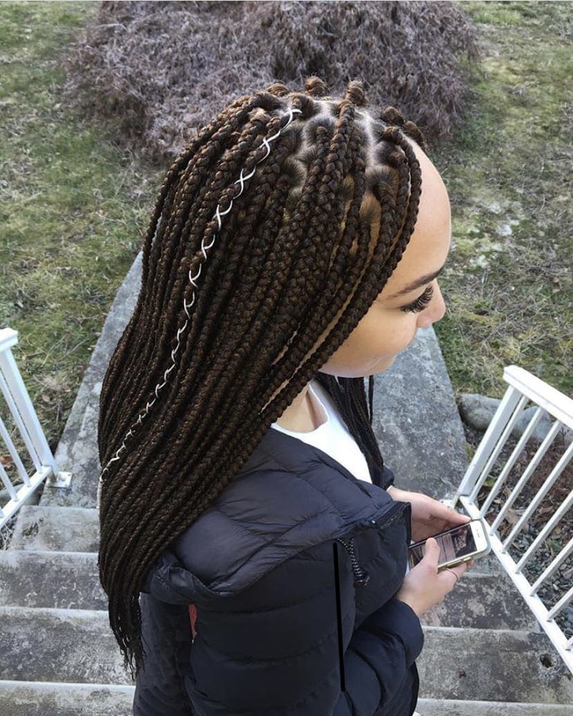 Medium Box Braids Mid Back Length Professional Hair Braider Services