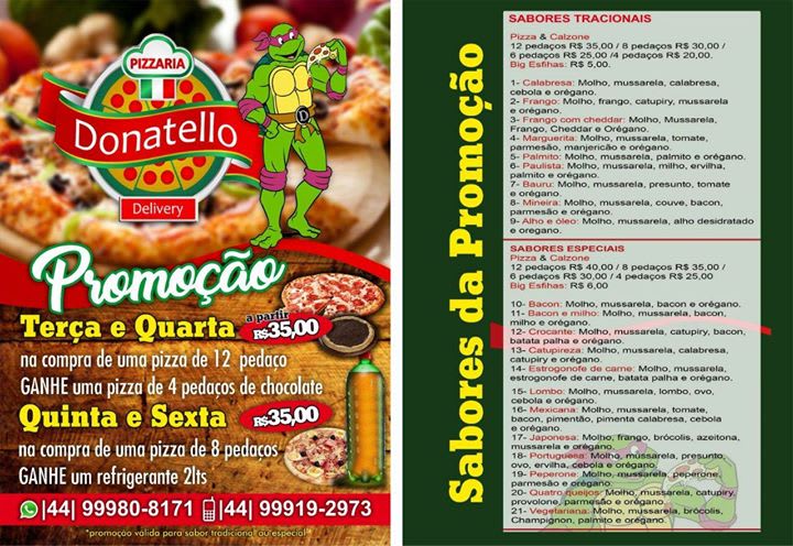 Pizzaria Donatello em Londrina Cardápio