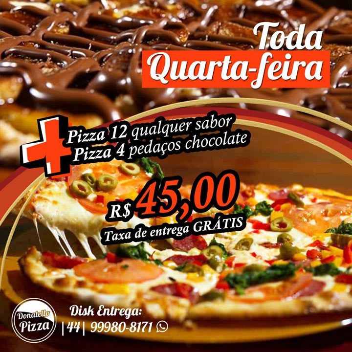 Pizzaria Donatello – O Sabor Italiano da Pizza – Disk Entrega – Forno a  lenha, Bordas Recheadas, Mais de 150 Itens no Cardápio