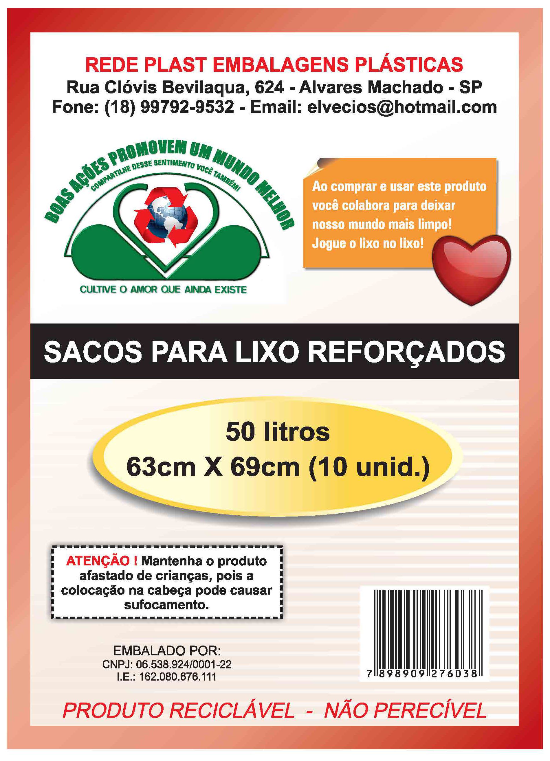 Saco para Lixo Jogue Limpo 50lts