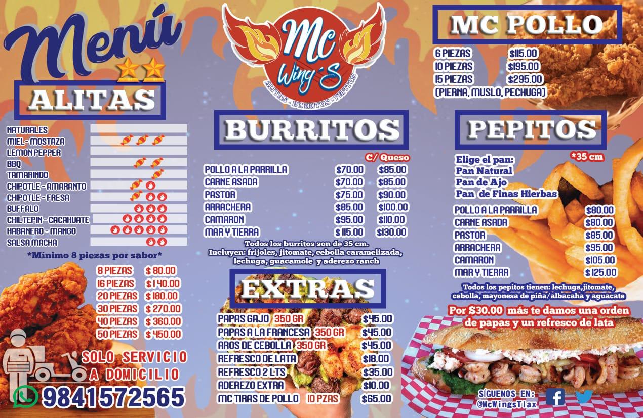 Alitas de pollo - Menú - Mc Wings Tlaxcala | Totolac