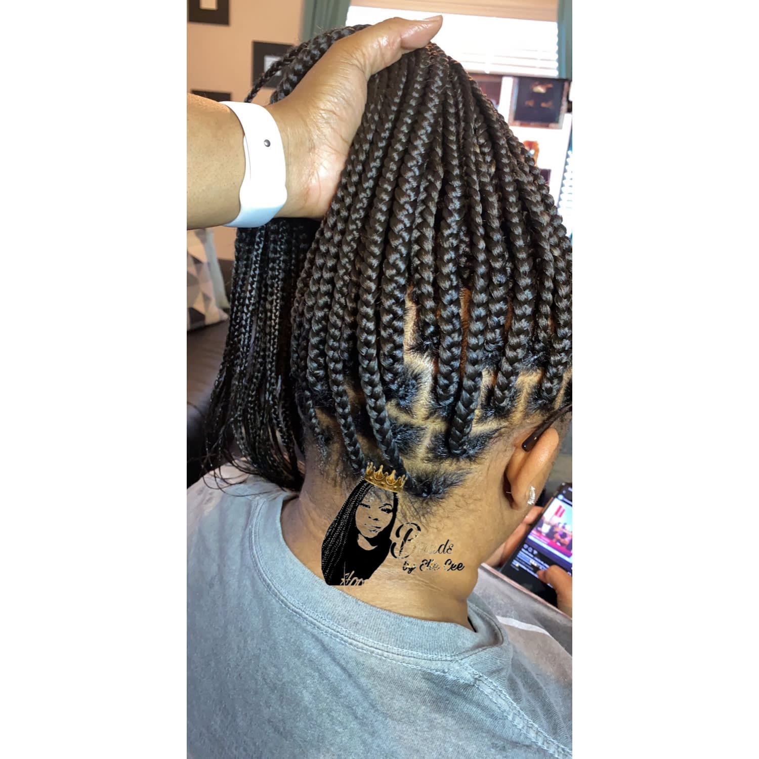 Large Half Feed-In, Half Box Braids - Braiding Services - Afro