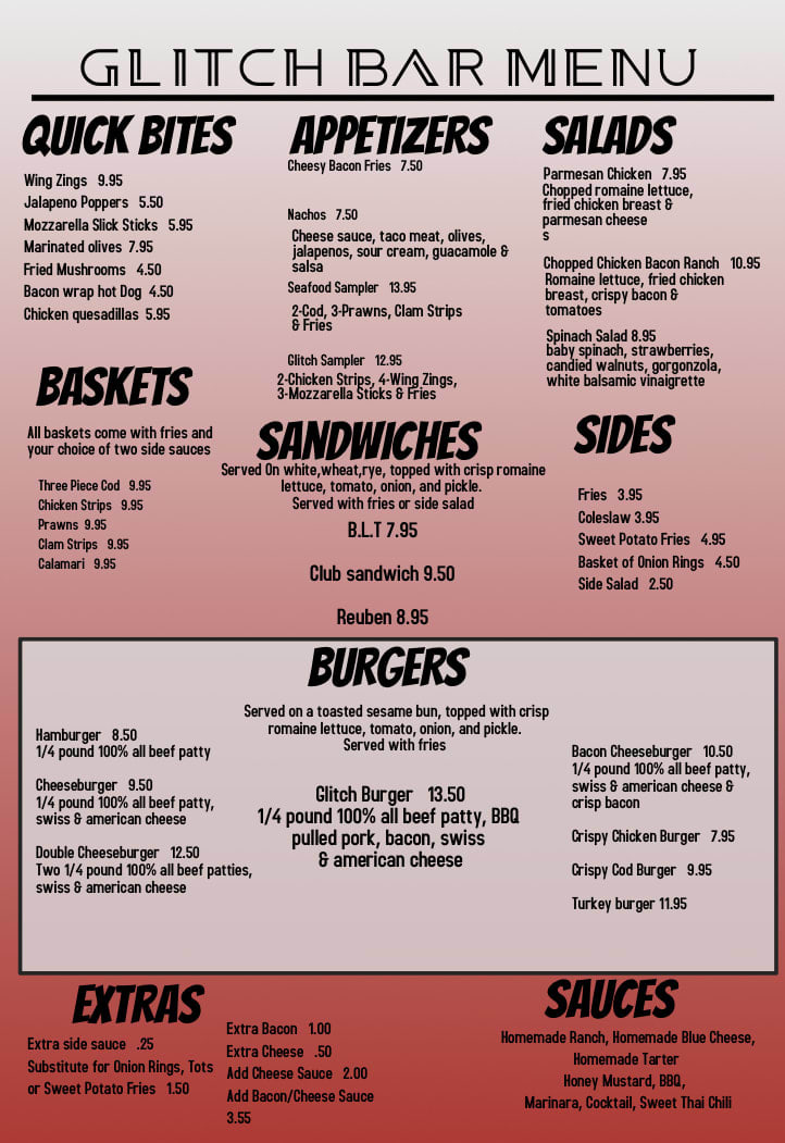 Order GLITCH BAR & GRILL - The Bronx, NY Menu Delivery [Menu