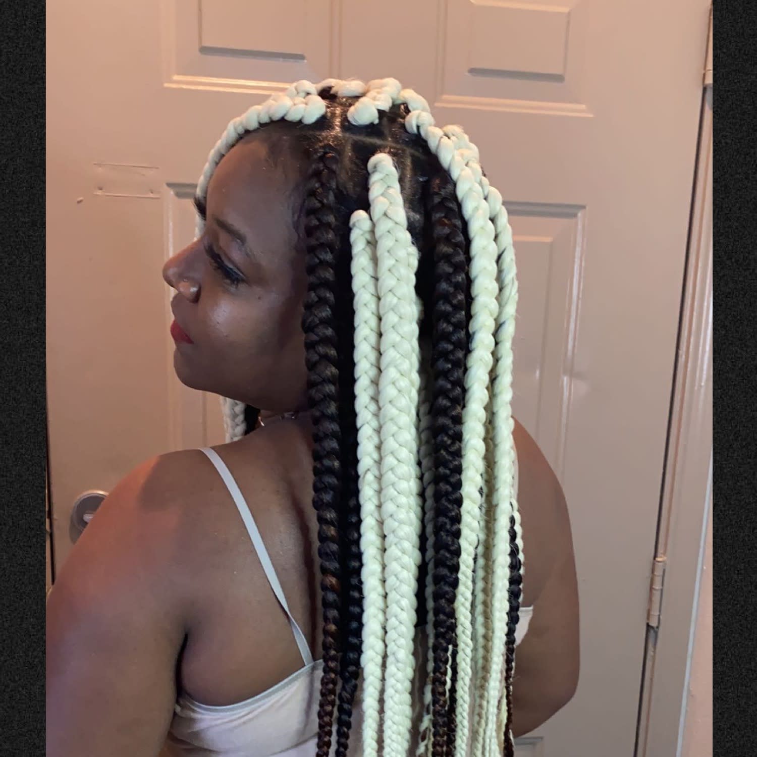 Large Half Feed-In, Half Box Braids - Braiding Services - Afro