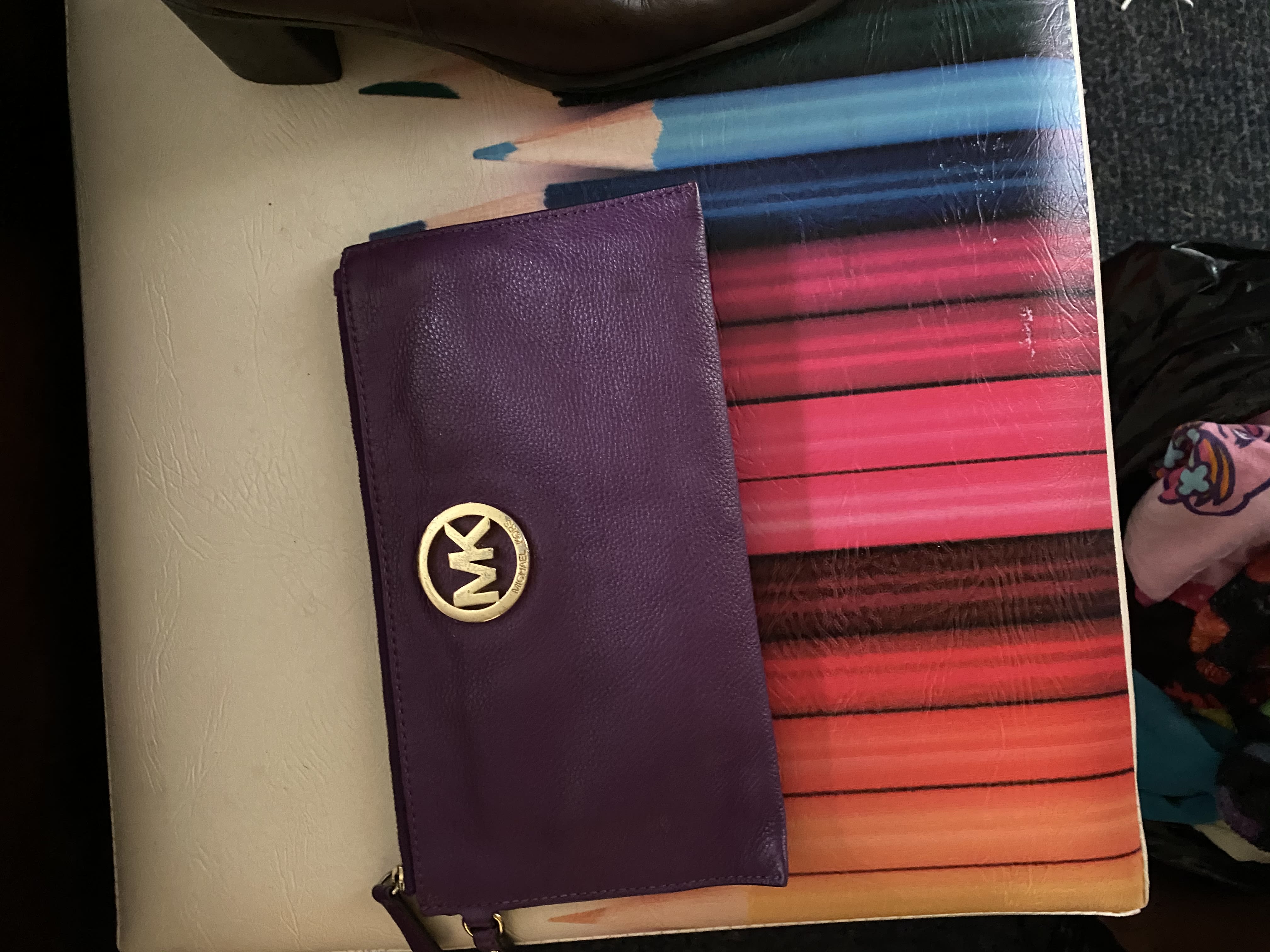 purple michael kors wallet