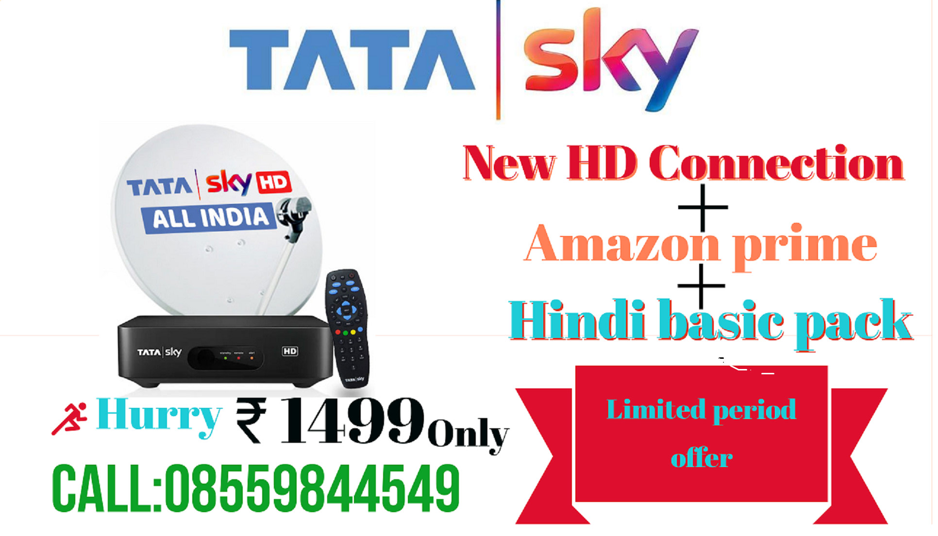 Tata sky HD with month subscription Tata sky Dth Connection