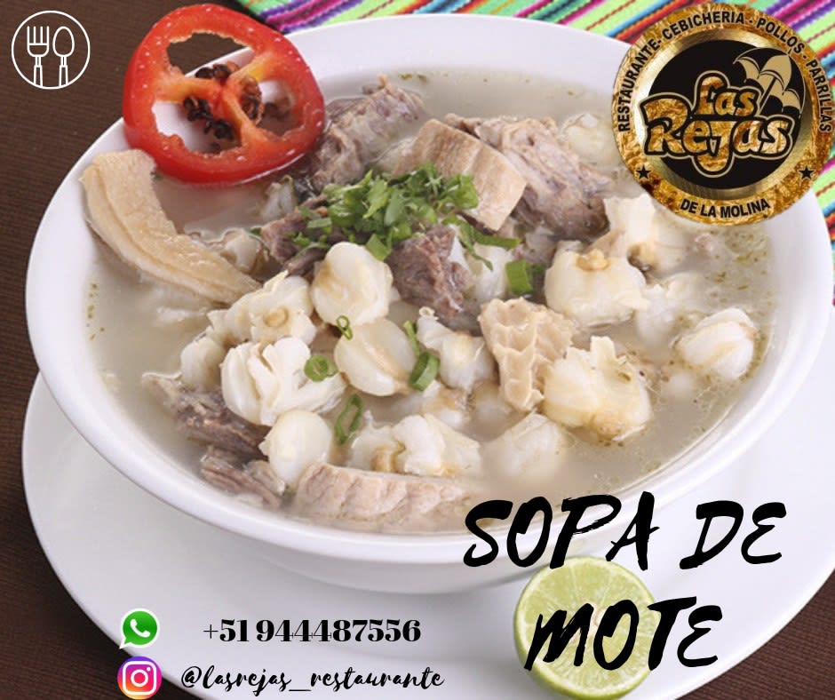 Sopa de mote - Nuestras opciones - Las Rejas de La Molina Eirl | Lima