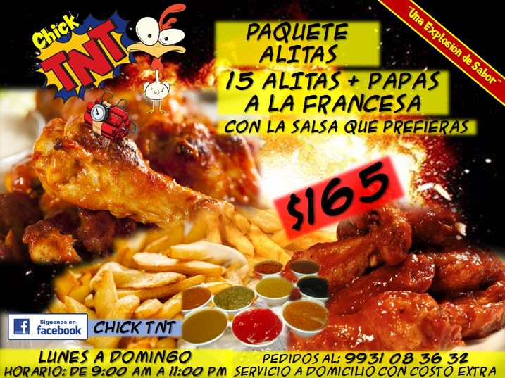 Paquete alitas - Menú - Chick Tnt | Restaurante de comida rápida en  Villahermosa