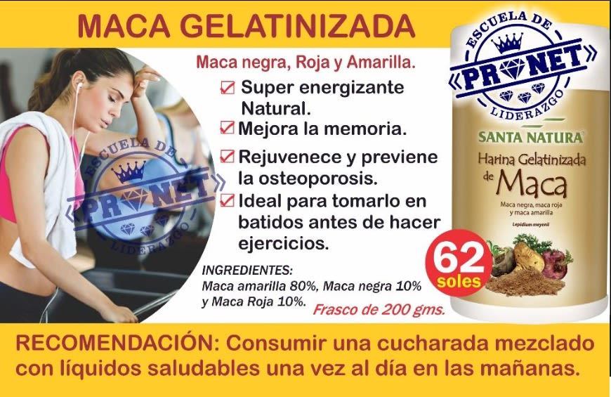 Maca gelatinizada - Productos Santa Natura - Asesor Santa Natura -  Productos naturales | Huancayo