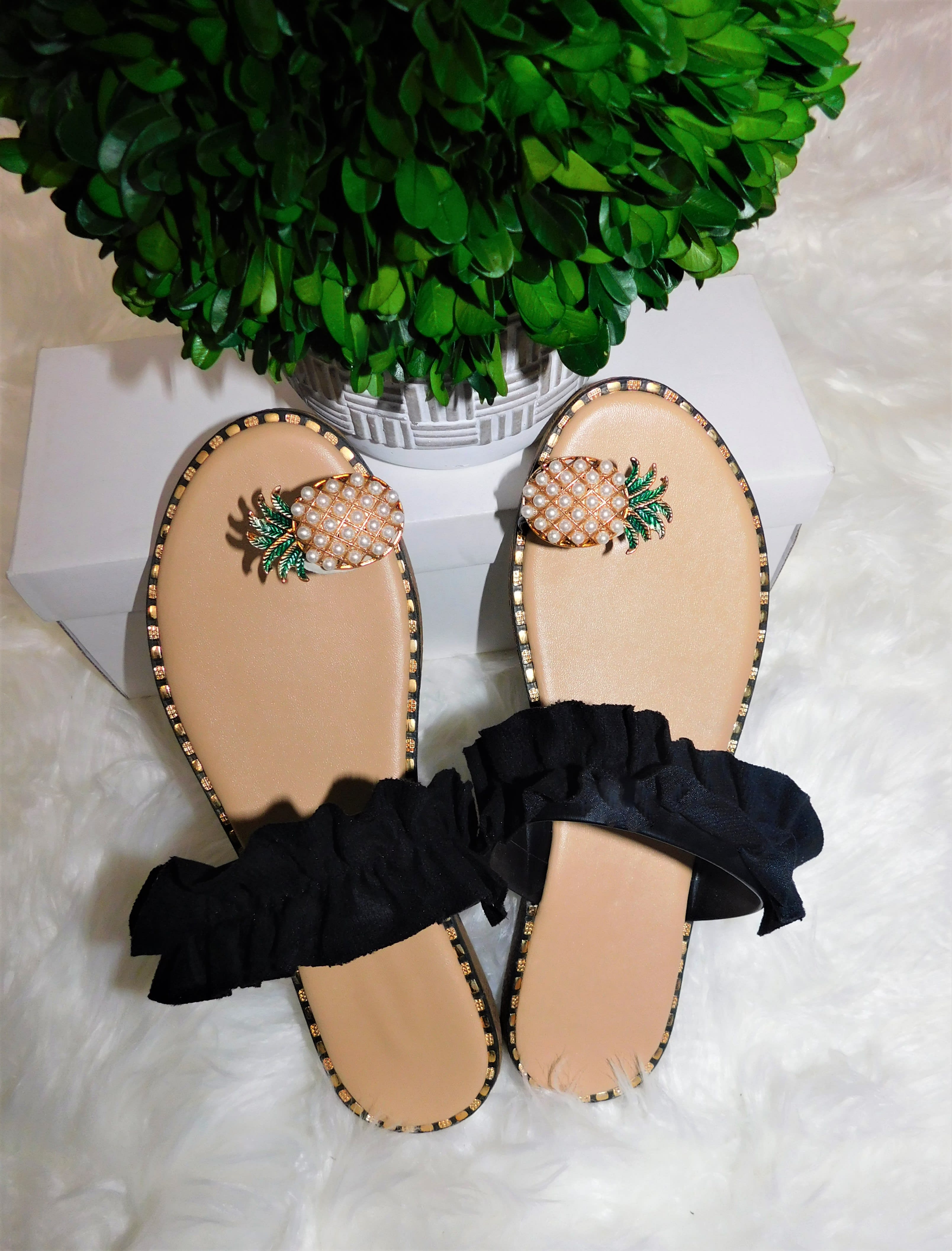 pineapple toe sandals