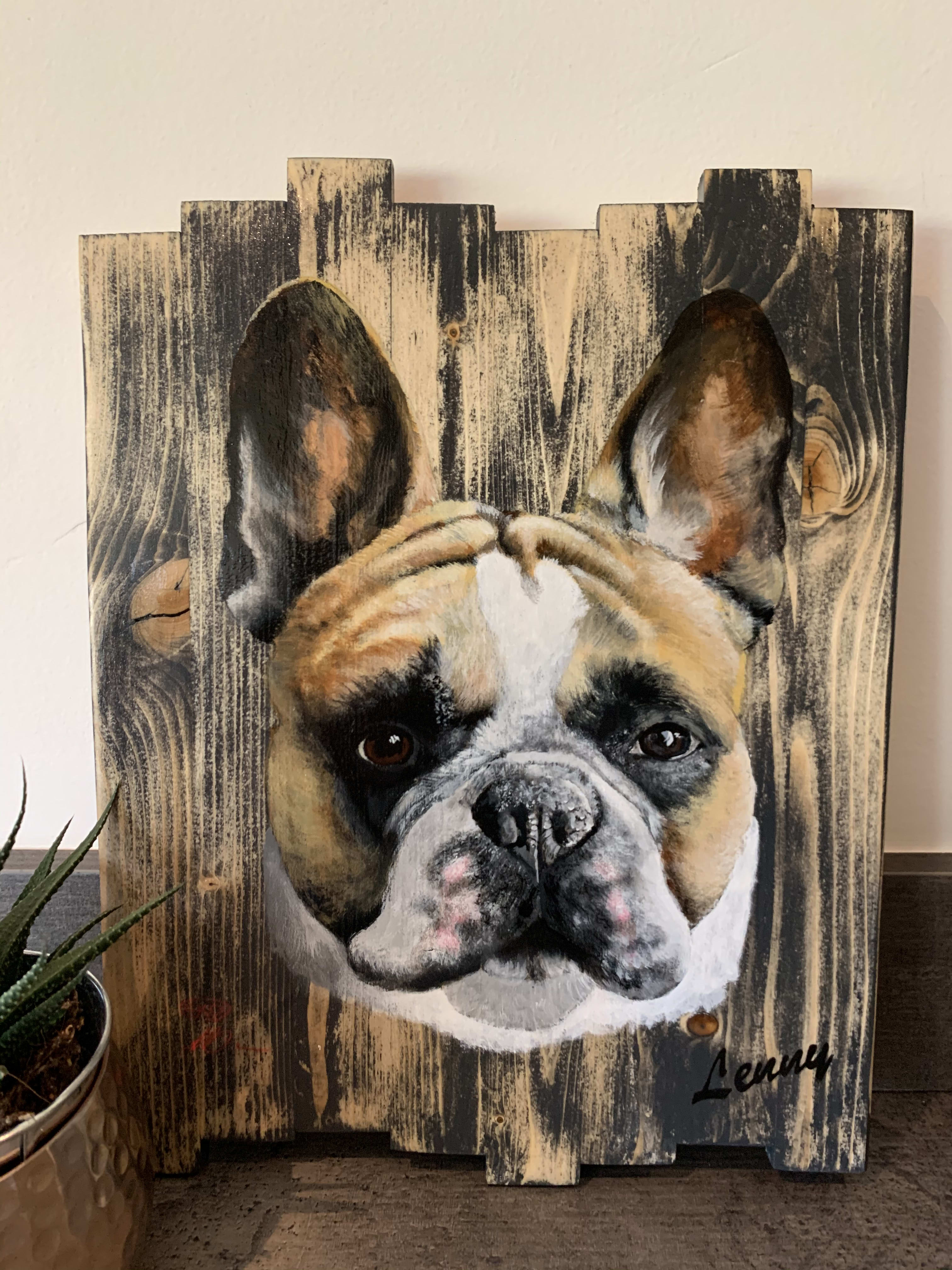 Headshot Pet Portrait on Wood Portraits CKD Art Artistic Services