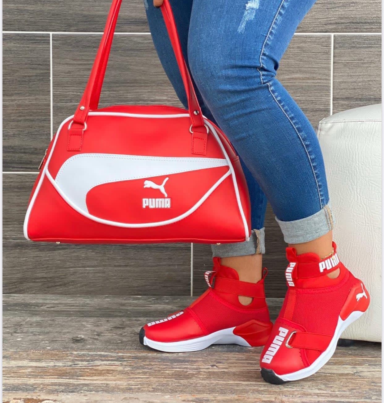 Red Sneakers and Bag Set With Matching Purse 