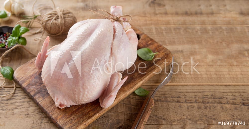 Raw Young Chicken Whole WOGs fresh CVP (3.50-3.75 lb.) packed bulk