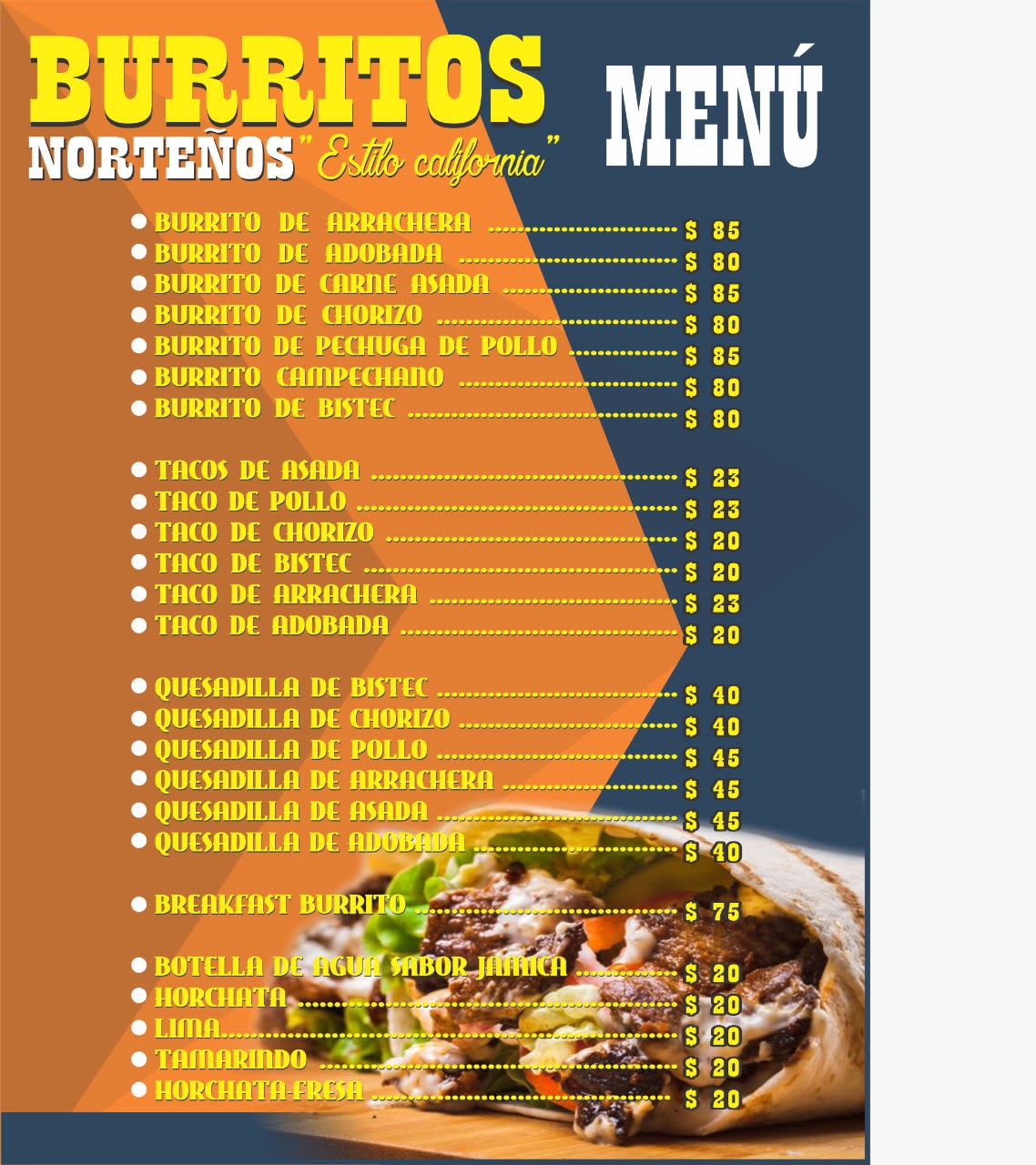 Los mejores burritos norteños estilo California - Menú - Burritos ...