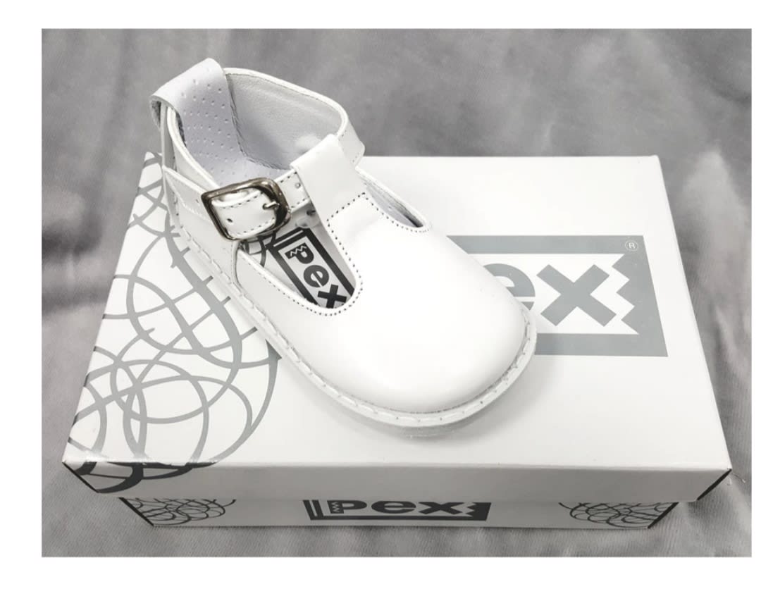 Pex Stef White Boys T-Bar Shoe Size 4 