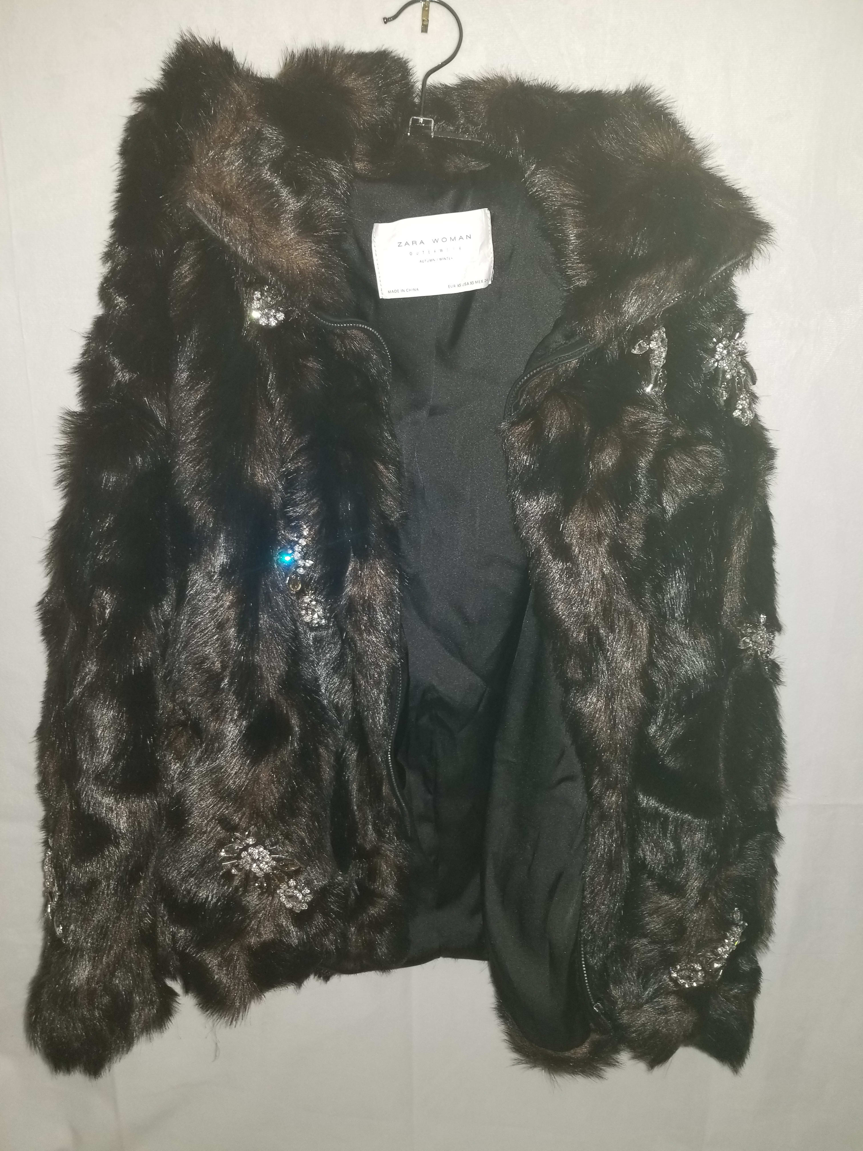 faux fur top zara