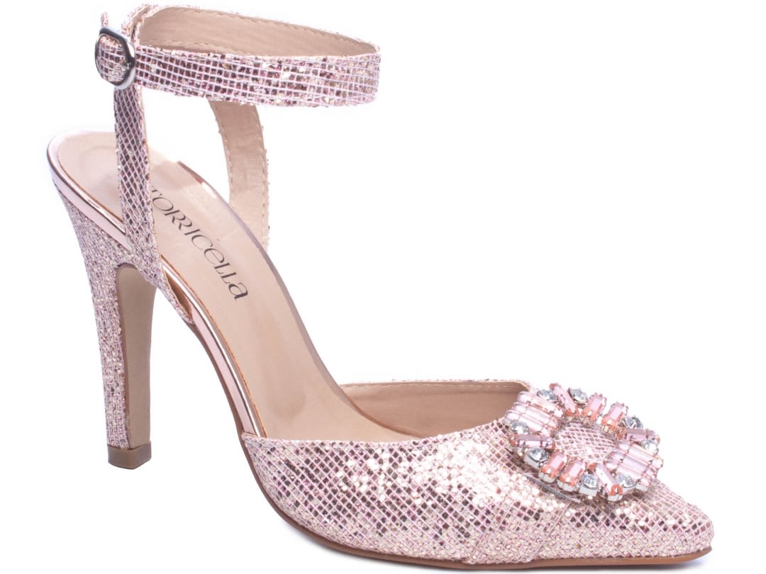 scarpin dourado com glitter