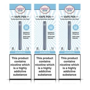 Three Pack - Dinner Lady Blue Menthol Disposable Vape Pen - Disposable Vape  Pens - Privilege Vapes