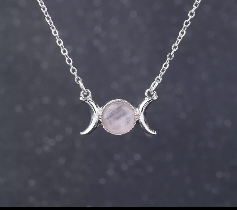 Hidden Pentacle Triple Moon Gemstone Cabochon Pendant – woot & hammy