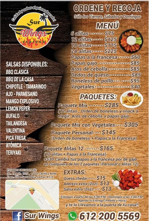 Sur Wings | Alitas de pollo para llevar en La Paz