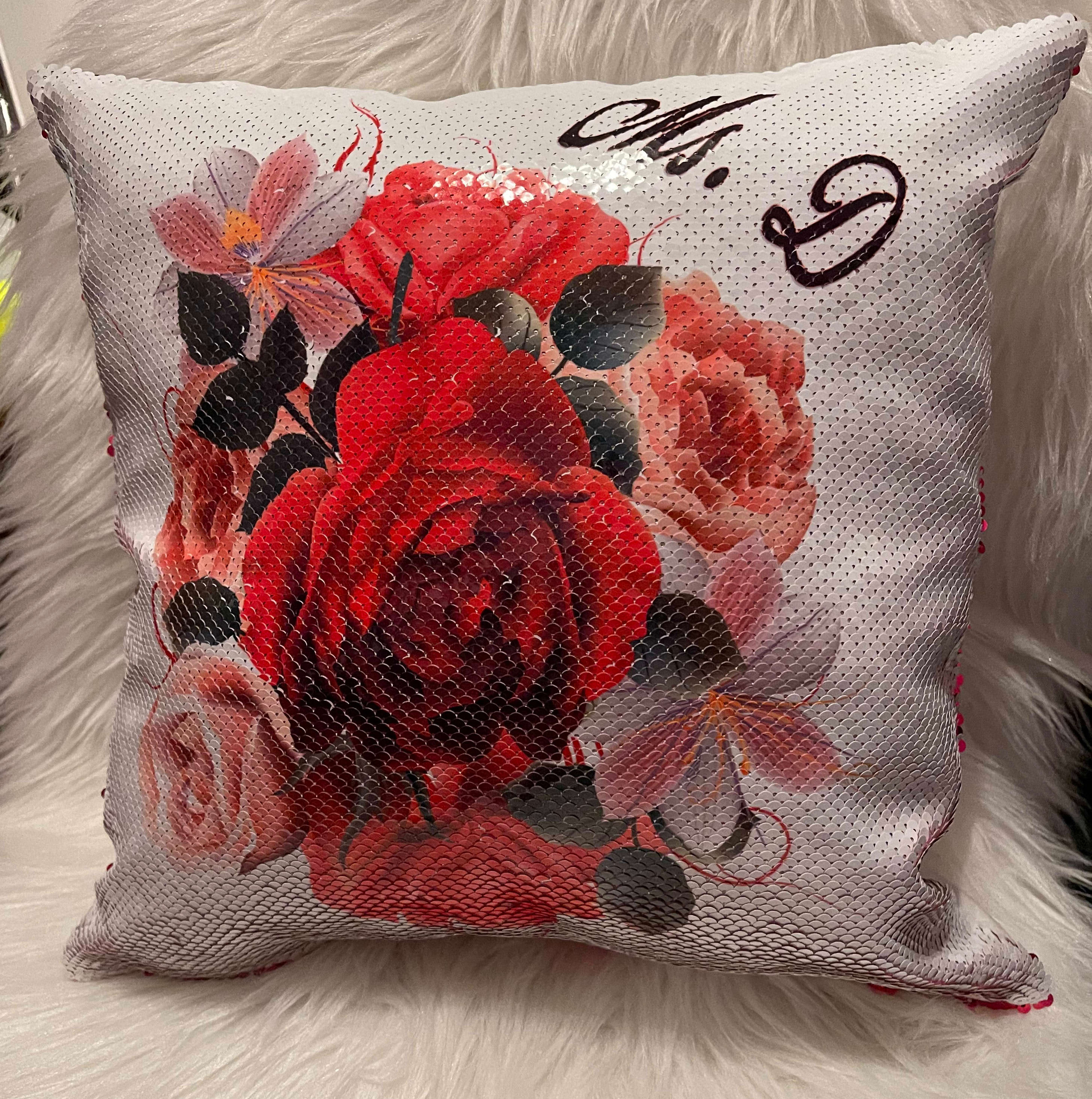 personalized sequin pillow