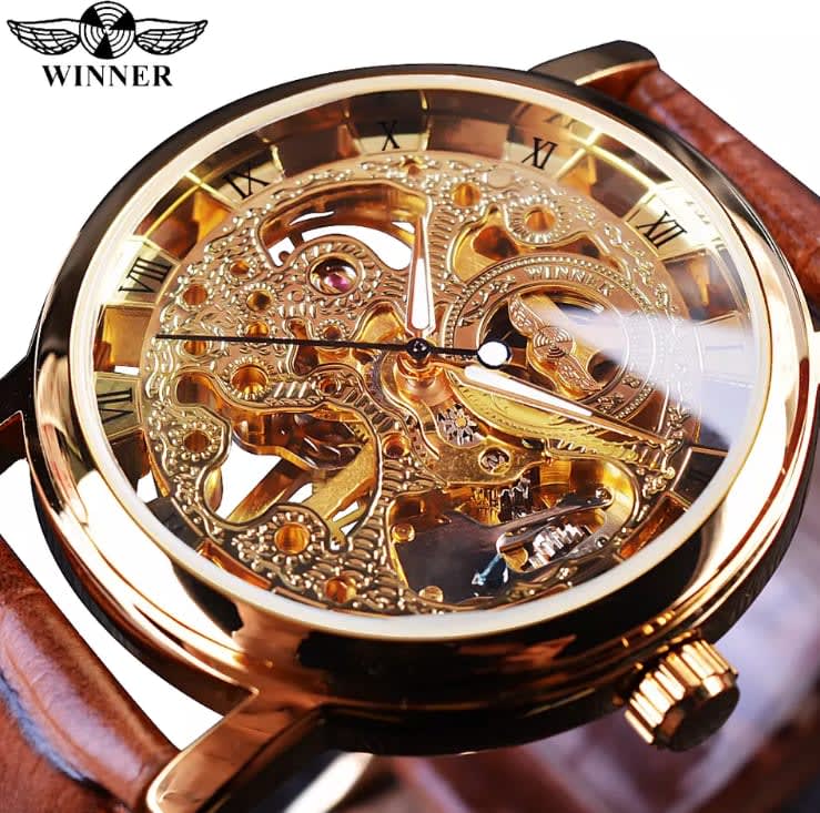 Mens mechanical skeleton watch new arrivals