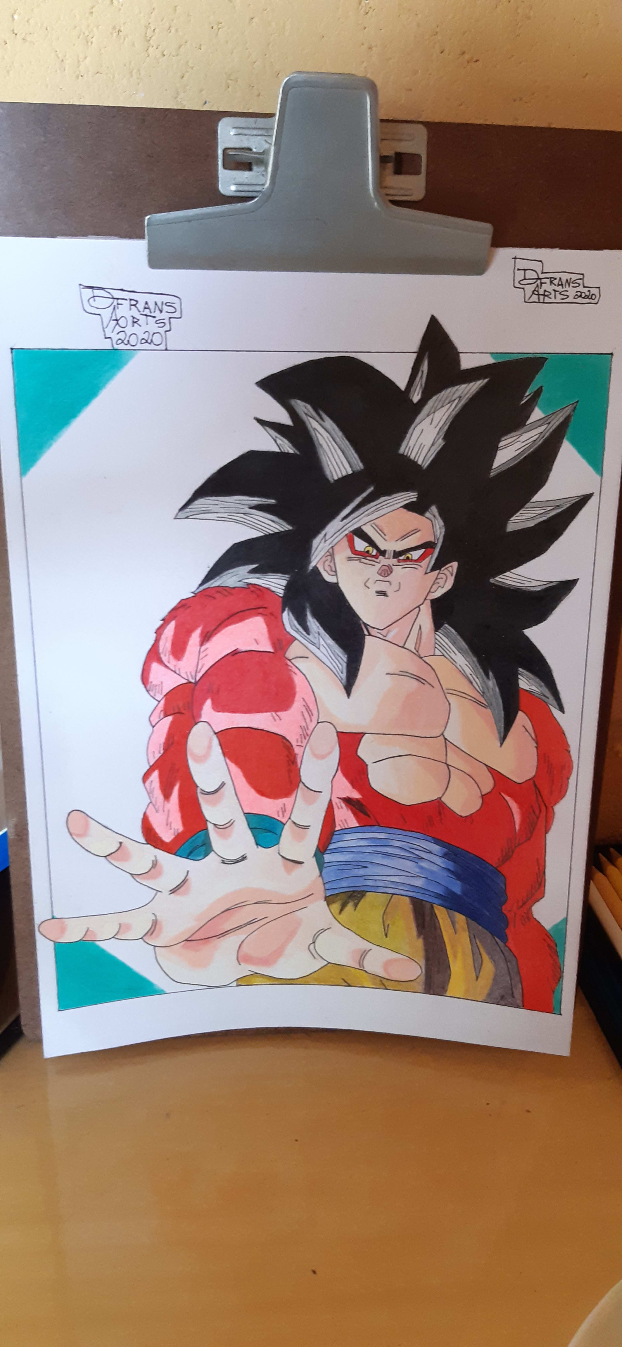 Desenho Anime Goku SSJ4 - Desenhos em Papel A4 150g/m² - DFrans