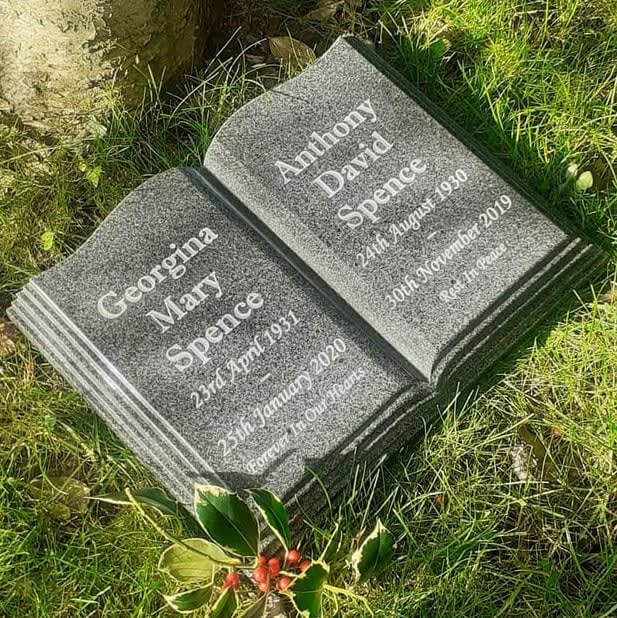 Grave Flat Headstone Open book Bible Memorial Marker Grave Cemetery Stone6