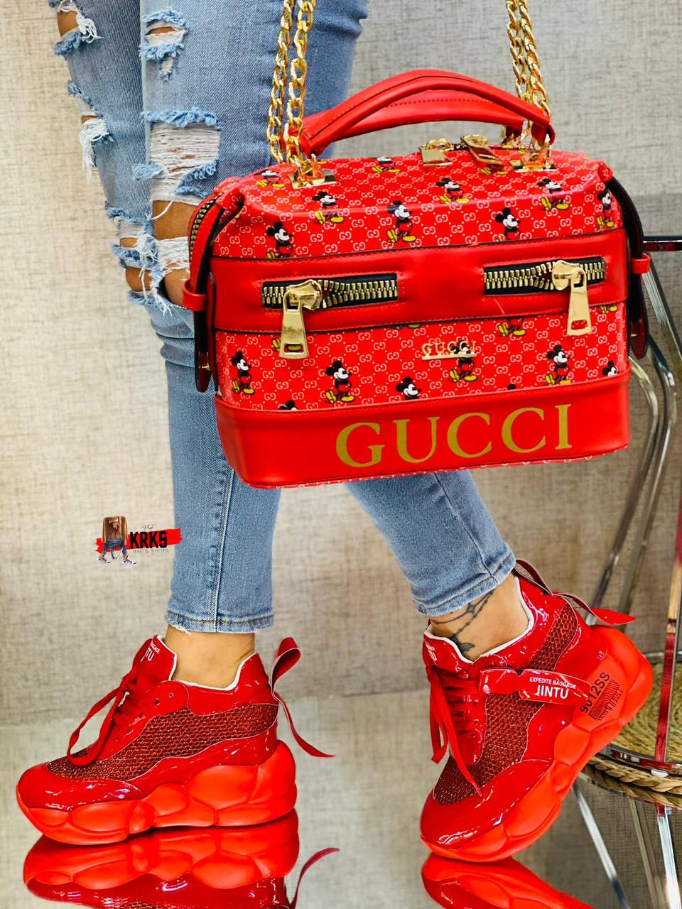 gucci matching shoes and bag set