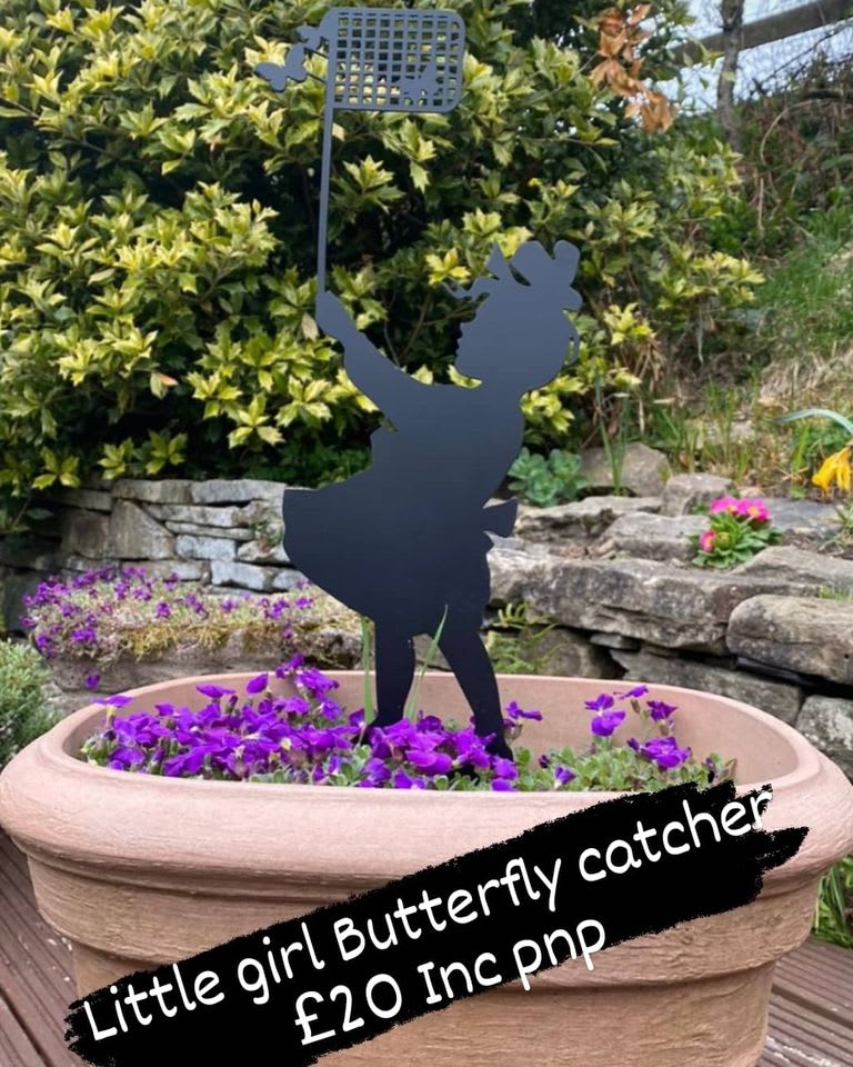 Little Girl Butterfly Catcher Garden Art