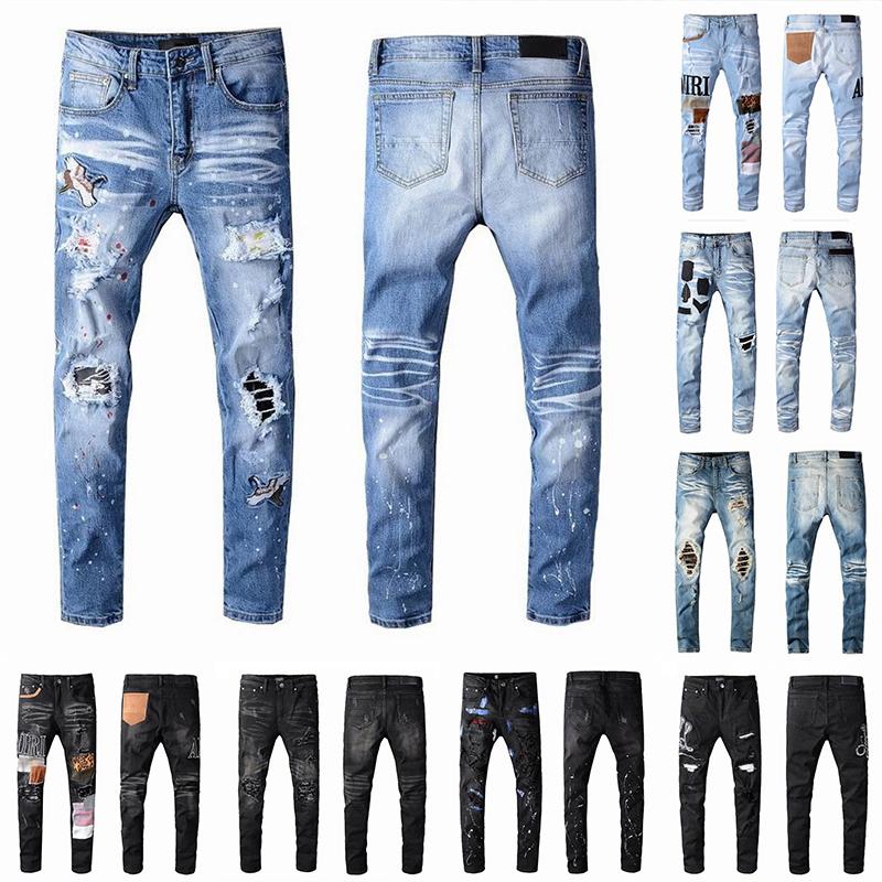 2021 Mens Designer Jeans Distressed Ripped Biker Slim Fit Motorcycle Biker  Denim For Men s