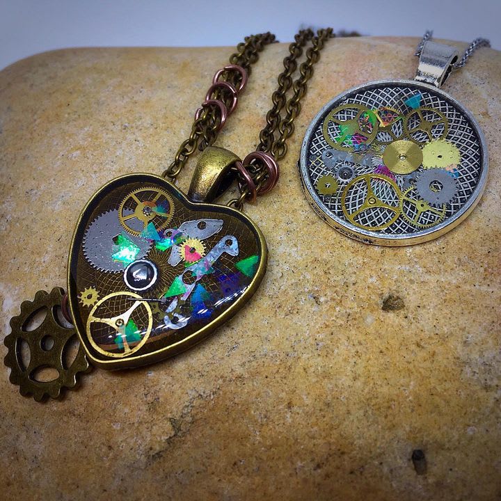 Steampunk Resin, Set of Necklaces Frenzied Fae Handmade