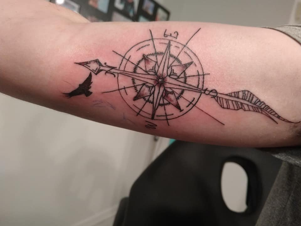 A personalised compass from a - Odditorium Tattoo Studio