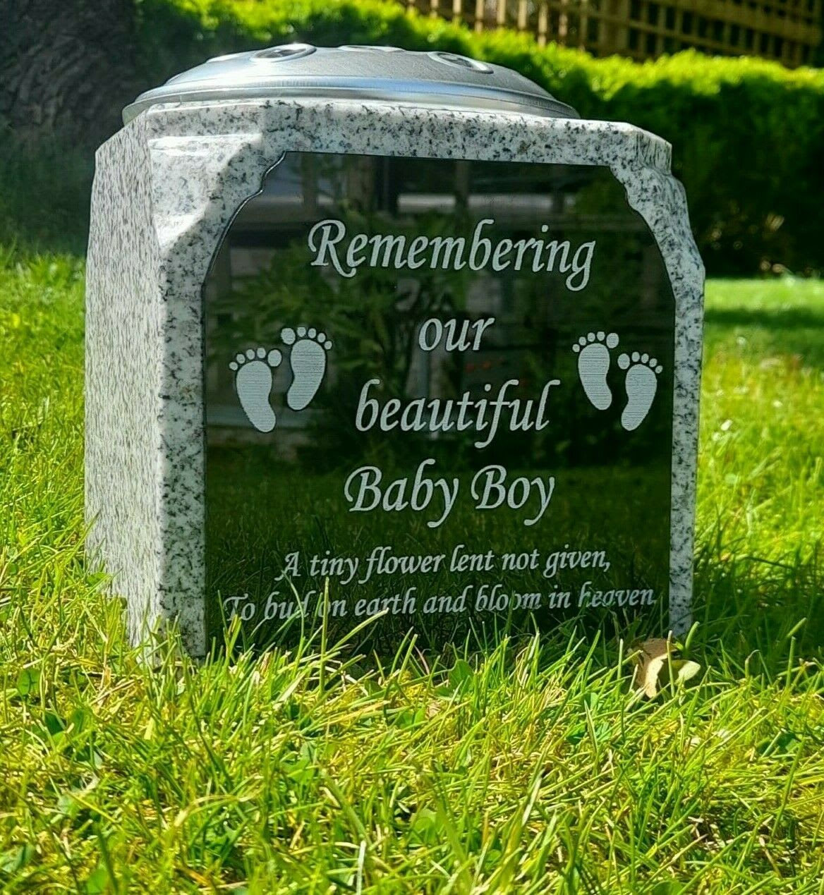 Personalised Memorial Vase Wedge Grave Plaque Stone Flower Granite 