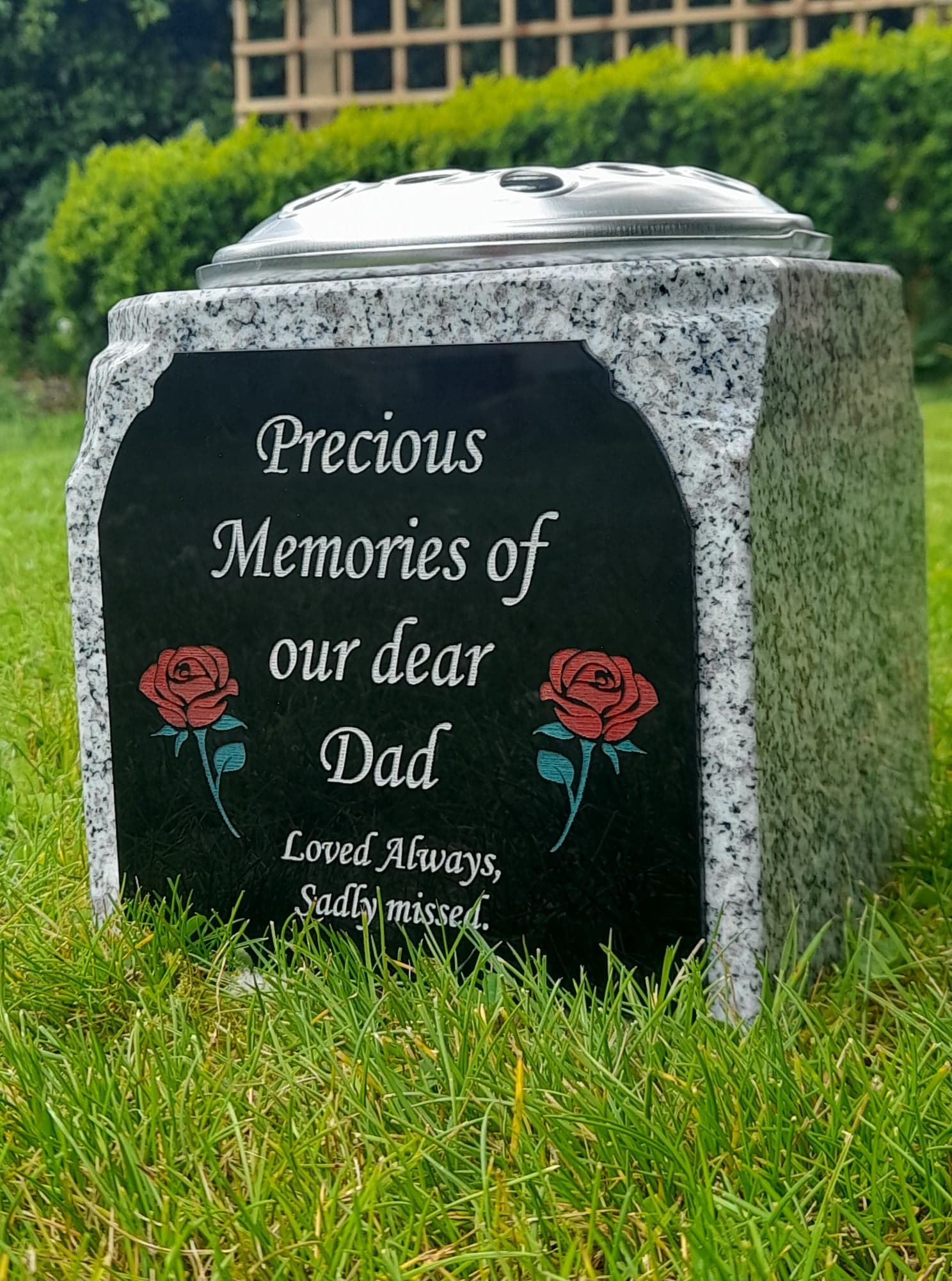 Personalised Granite Memorial Vase Memorial Plaque Flower Holder ...