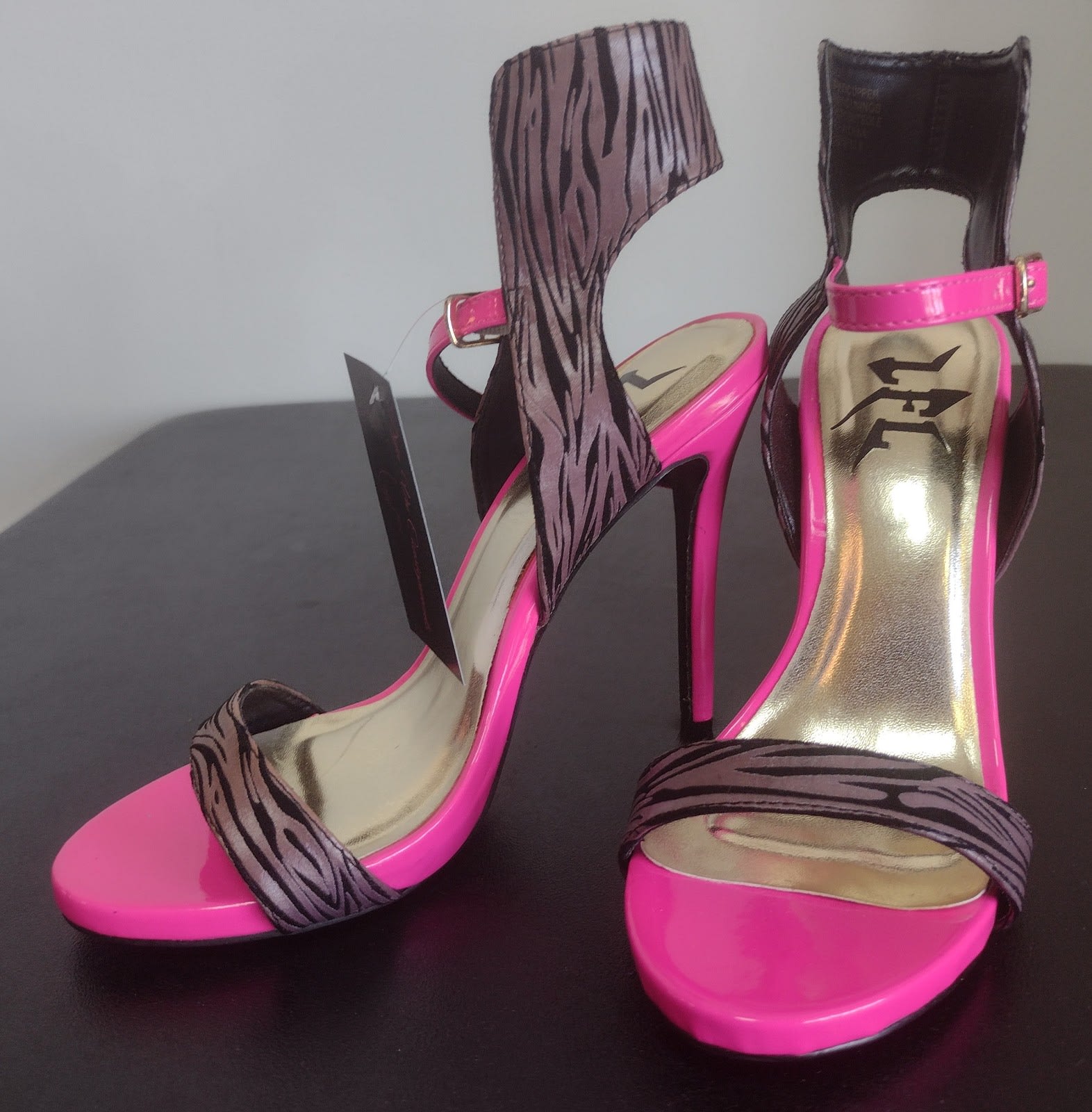Women's EYE Zebra Print Leather Suede High Heel Shoes G 125 - Black Silver