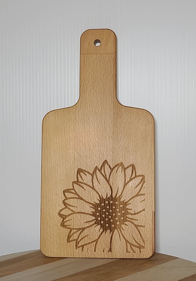 Sunflower with Bee: Personalized Glass Cutting Board - Available