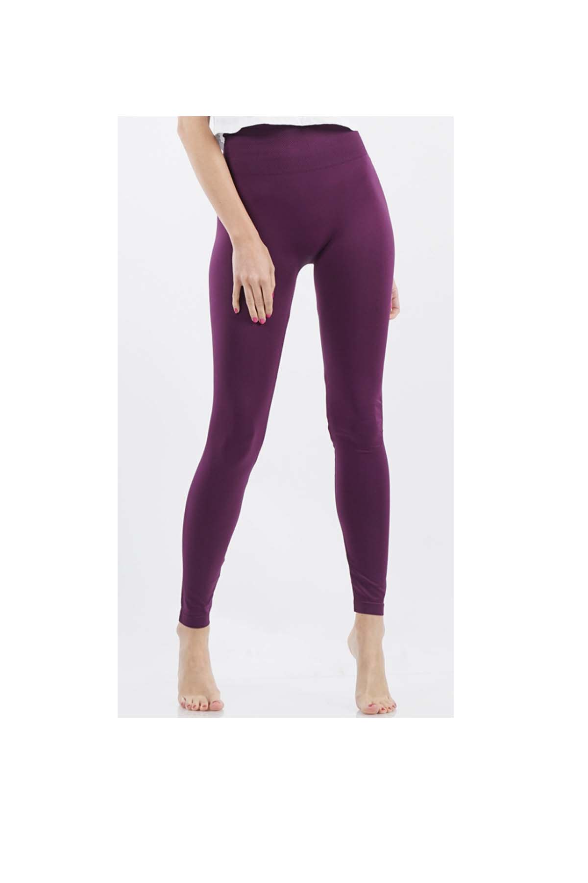 Avamo Ladies Yoga Pants Solid Color Sport Trousers Tummy Control Leggings  Casual Workout Pant Running Bottoms Purple XL 