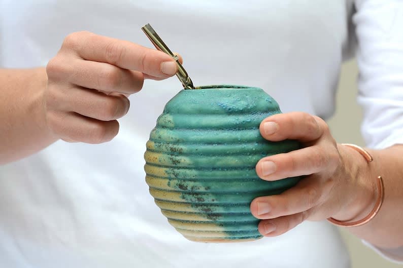 Turquoise Yerba mate mug - Yerba Mate Mugs - Kina Ceramics