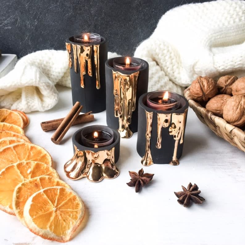 Black And Gold Candle Holders - Home Decor - Kina Ceramics | Ceramic ...