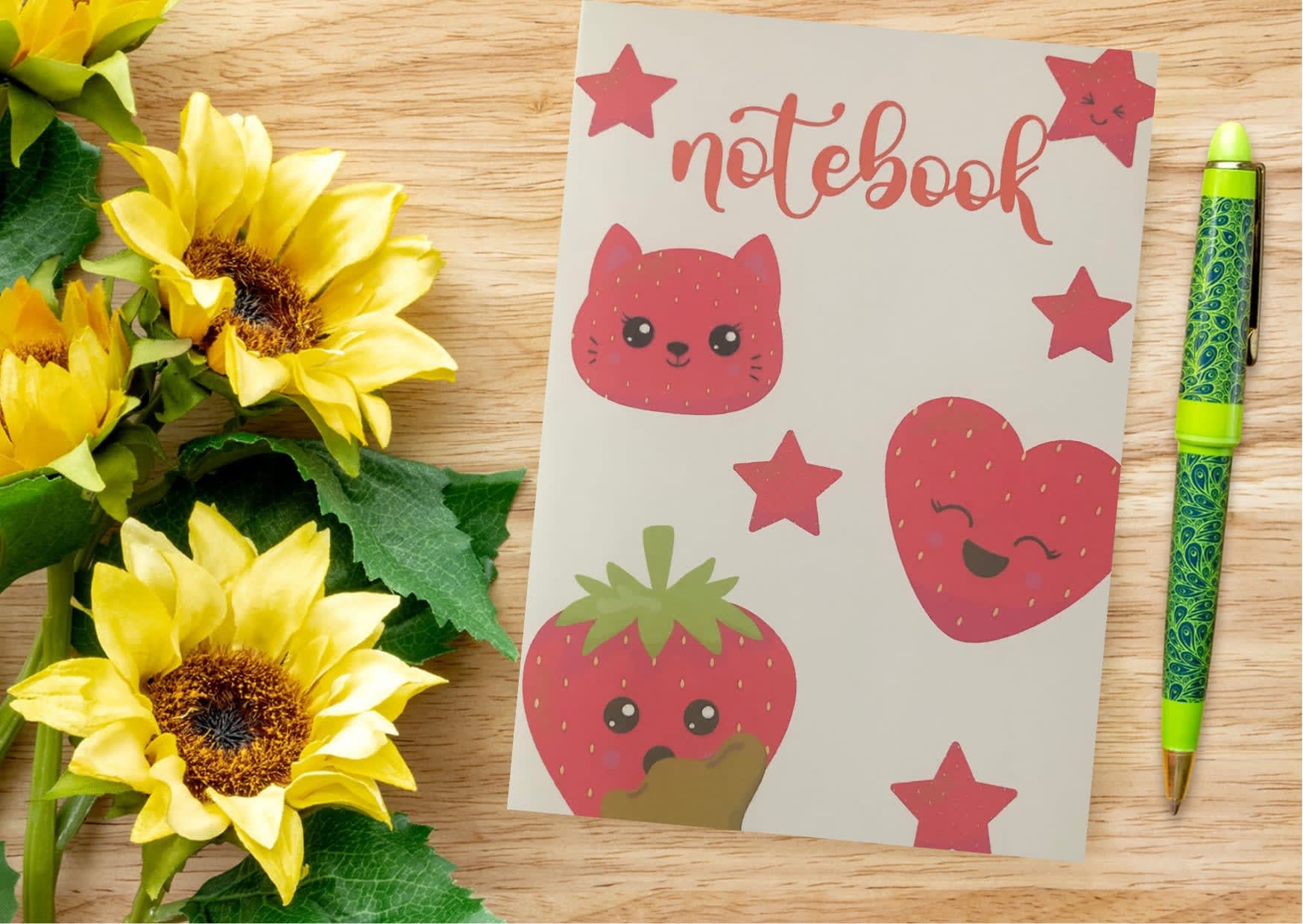 Strawberry Notebook (NB003) A6 Notebooks and Memo Pads BellaQuinn