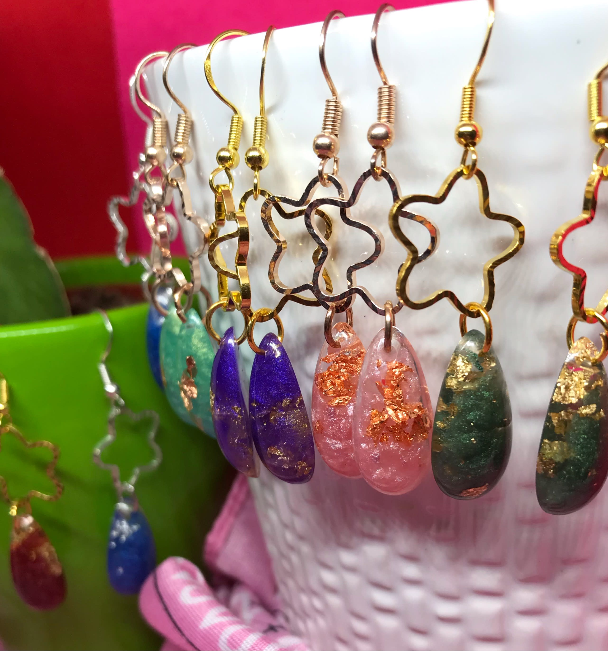 Teardrop resin deals earrings