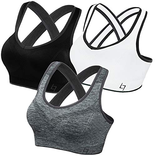 FITTIN Racerback Sports Bras for Women- Padded Seamless High Impact Support  for Yoga Gym Workout Fitness