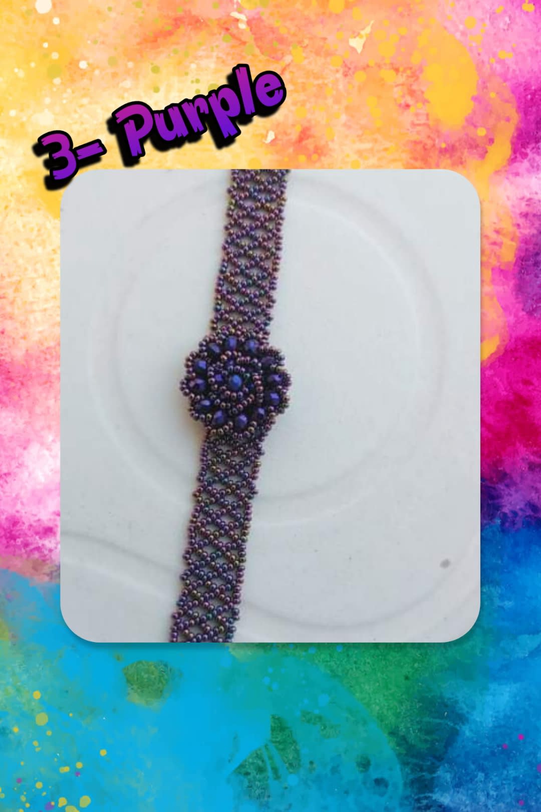 SKU: 722-D Purple Beaded Crystal Flower Bracelet.