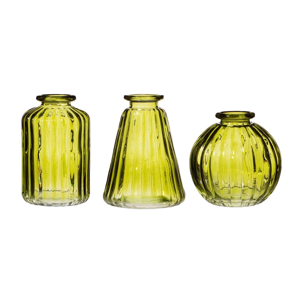 Set of 3 Olive Glass Bud Vases Homeware Classy Gifts Custom Gifts