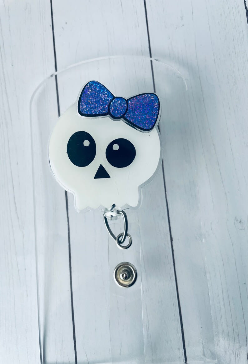 Skull Bow Badge Reel - Seasonal/Novelty Badge Reel - Petite Creations &  Crafts